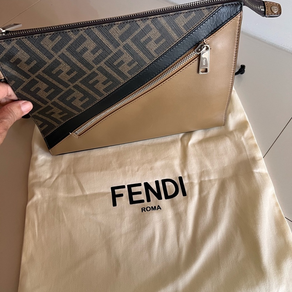 Fendi Diagonal Flat Pouch. Brand new